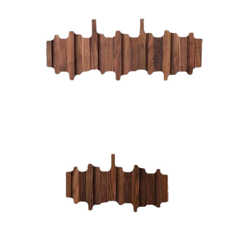 Solid Wood Coat Rack with Piano Key Hooks – Adhesive, No-Punch Design for Wall or Door