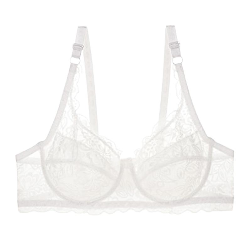 NEW Plus Size 36-44 Lace Bras Women Thin Lining Sponge-free Push Up Bra Summer Breathable Underwire Bow Comfortable Underwear