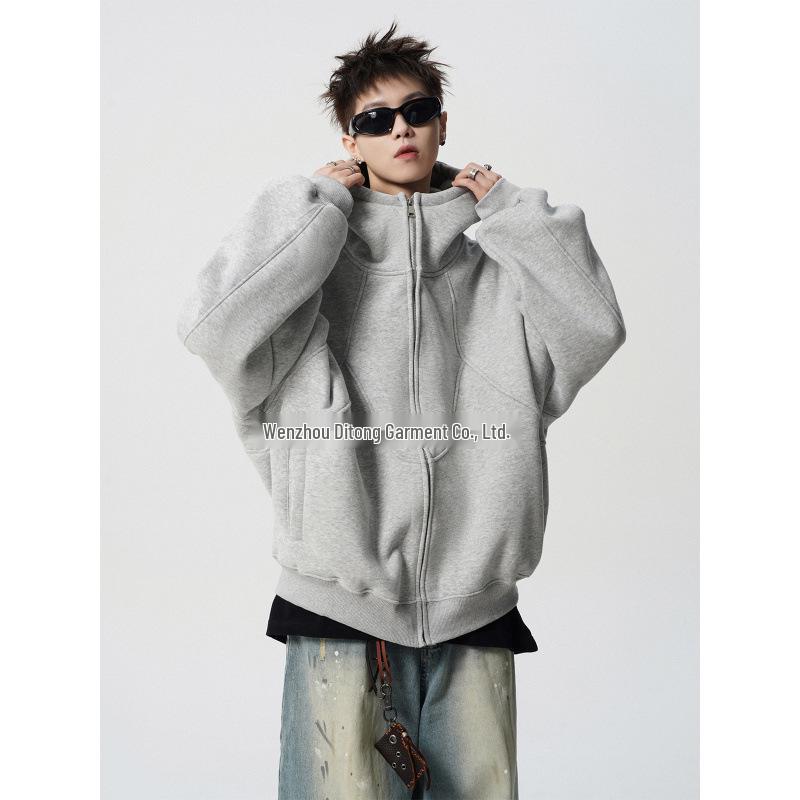 Men's Winter Heavyweight Fleece-Lined Deconstructed Patchwork Hoodie – Streetwear Trend