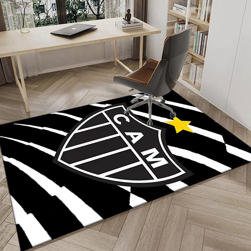 Black And White Stripes With Shield Printed Area Rug for Office, Chair Rug, Decorative Carpet Floor Mat, Large Size Fan gifts Christmas gifts