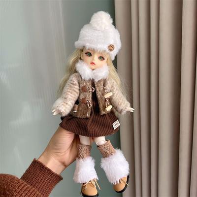 30cm Doll Clothes 1/6 BJD Doll Fashion Outfit Set Pretty Dress Hat Girl Toy Gift Doll Accessories Holiday Gift Doll Overall Suit