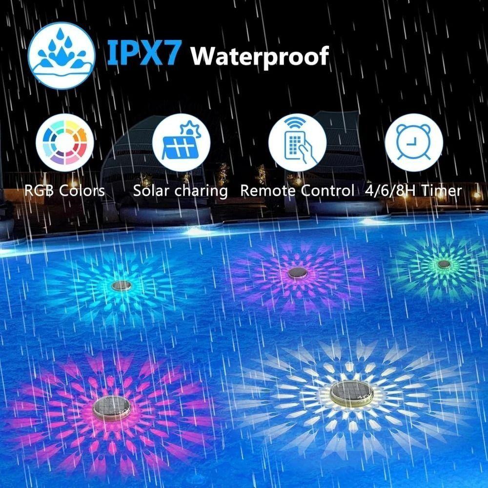 Solar Powered Solar Floating Pond Light 12 Modes Dynamic RGB Floating Lights Swimming Pool