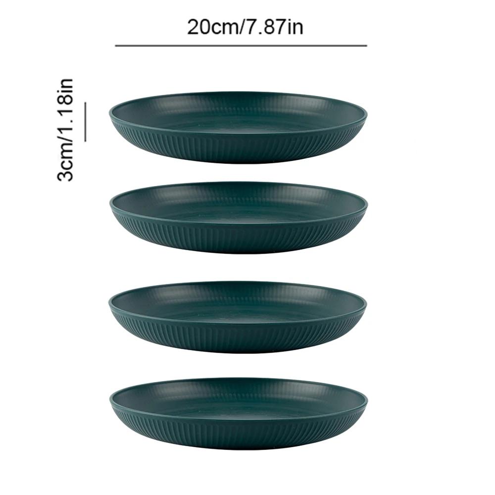 4Pcs 20cm Lightweight Unbreakable Wheat Straw Plates Deep Dinner Plate for Kids Toddler Adult Dishwasher Microwave Safe