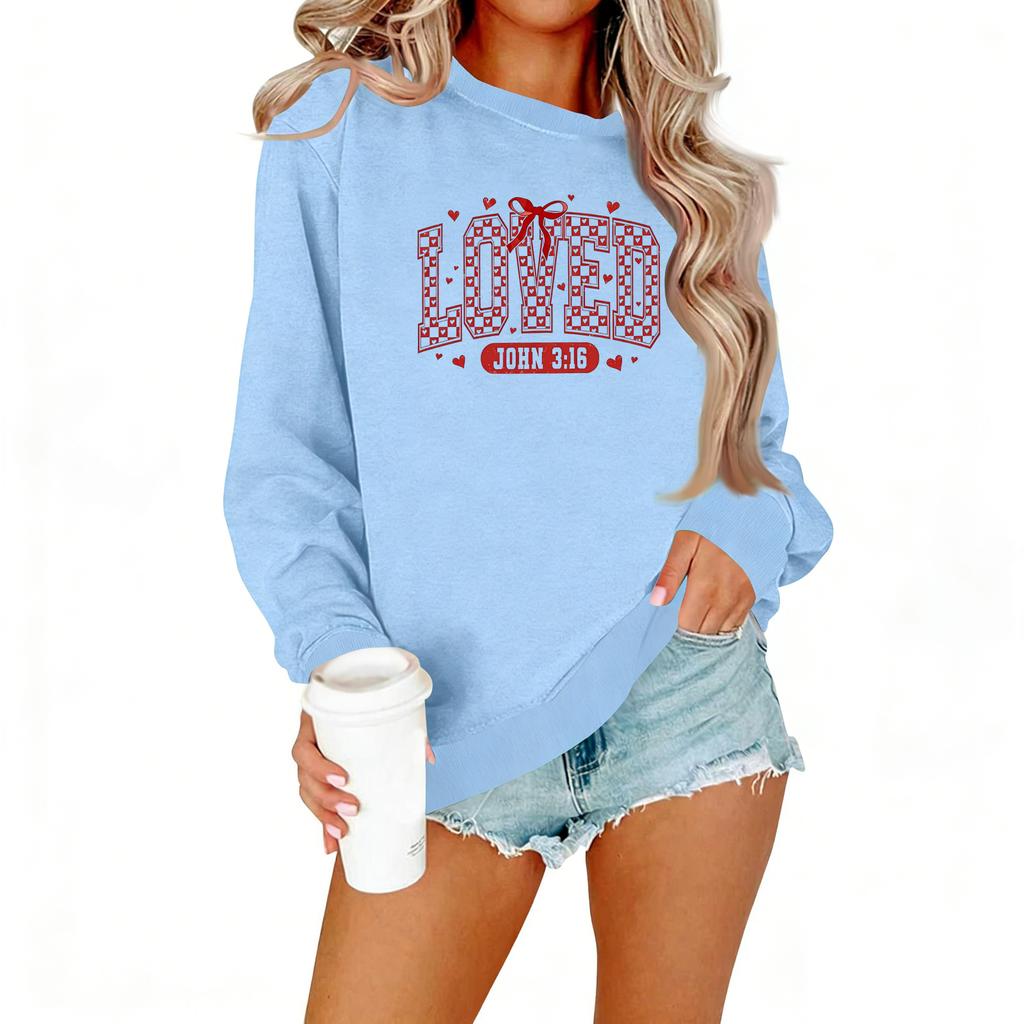 Ladies' Casual Women's Printed Round Neck Pullover Hoodie
