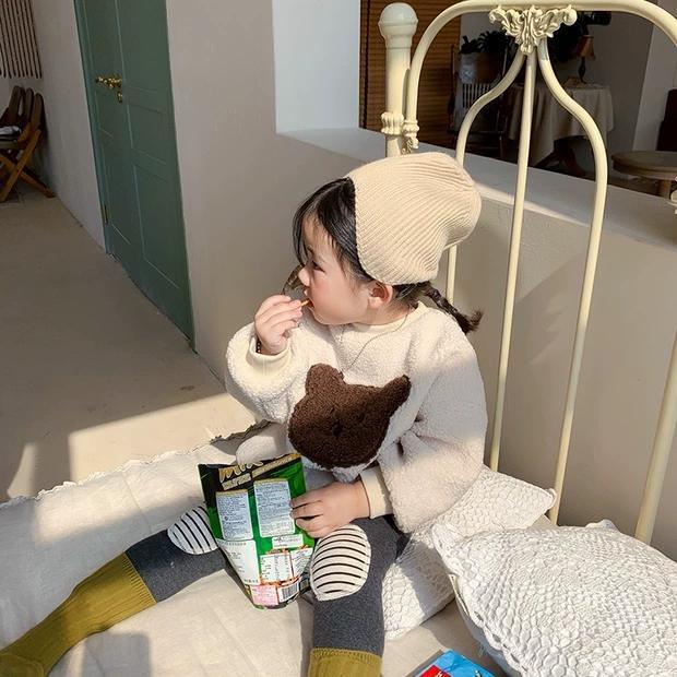 Velvet Hoodie Winter Clothing for Boys and Girls Cartoon Embroidered Velvet Sweater Korean Warm Top