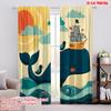 2pcs 2D Flat Printing Drapes Whale Bird Sailboat Ocean Digital Printed Polyester Drapes Festive Curtains Perfect for Parties and