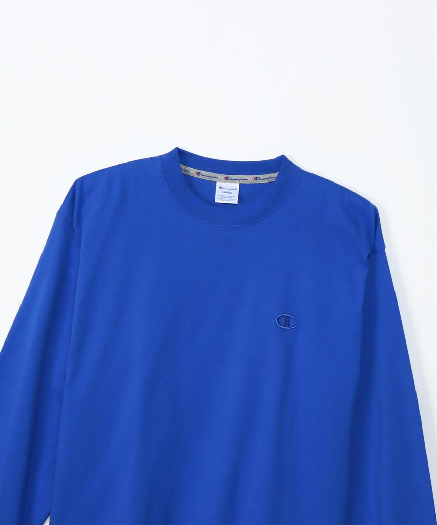 Champion Long Sleeve Crew Relax Logo T-Shirt, Neck, 100% Cotton, Fit, One-Point Embroidery, C3-V414-327-S