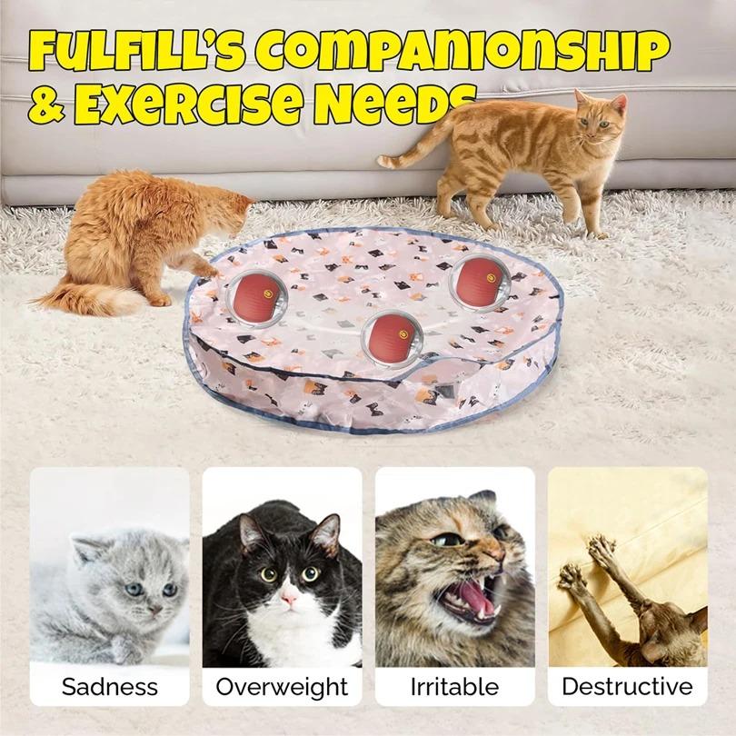 Interactive Cat Toys Ball Fast Rolling in Pouch Hide and Seek Kitten Toy Motion Activated Interactive Cat Toy for Indoor 2025