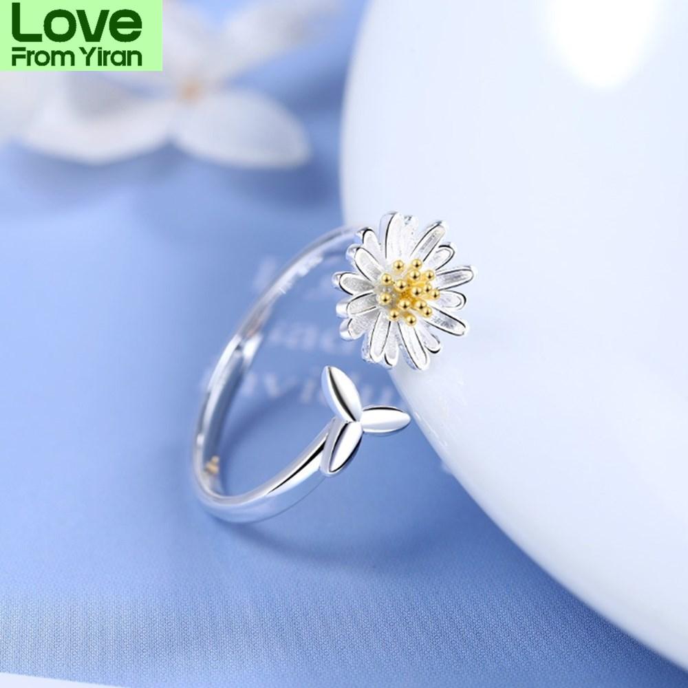 Nehzy 925 Sterling Silver New Women 'S Fashion Jewelry High Quality Chrysanthemum -Shaped Open Ring Adjustable Size