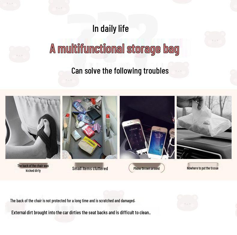 Baksätesorganisatör och förvaringsväska för matbord