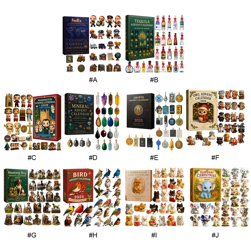 24 Days Christmas Countdown Calendar 2D Flat Christmas Ornaments Xmas Countdown Calendar Holiday Countdown Calendar Xmas Gifts