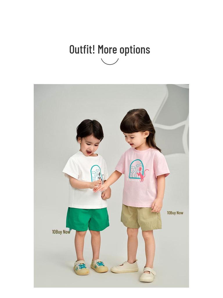 Tongbei Kids' 2024 Summer Korean Style Family T-Shirt - Simple Solid Color for Parent-Child Outfits