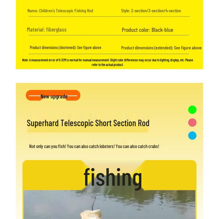 Children's Fiberglass Fishing Rod Set for Shrimp & Crab - Ultra-Hard Parent-Child Park Fishing Rod