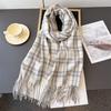 Autumn and winter warm shawl plaid commuter scarf sweet fresh scarf unisex fashion fringed imitation cashmere