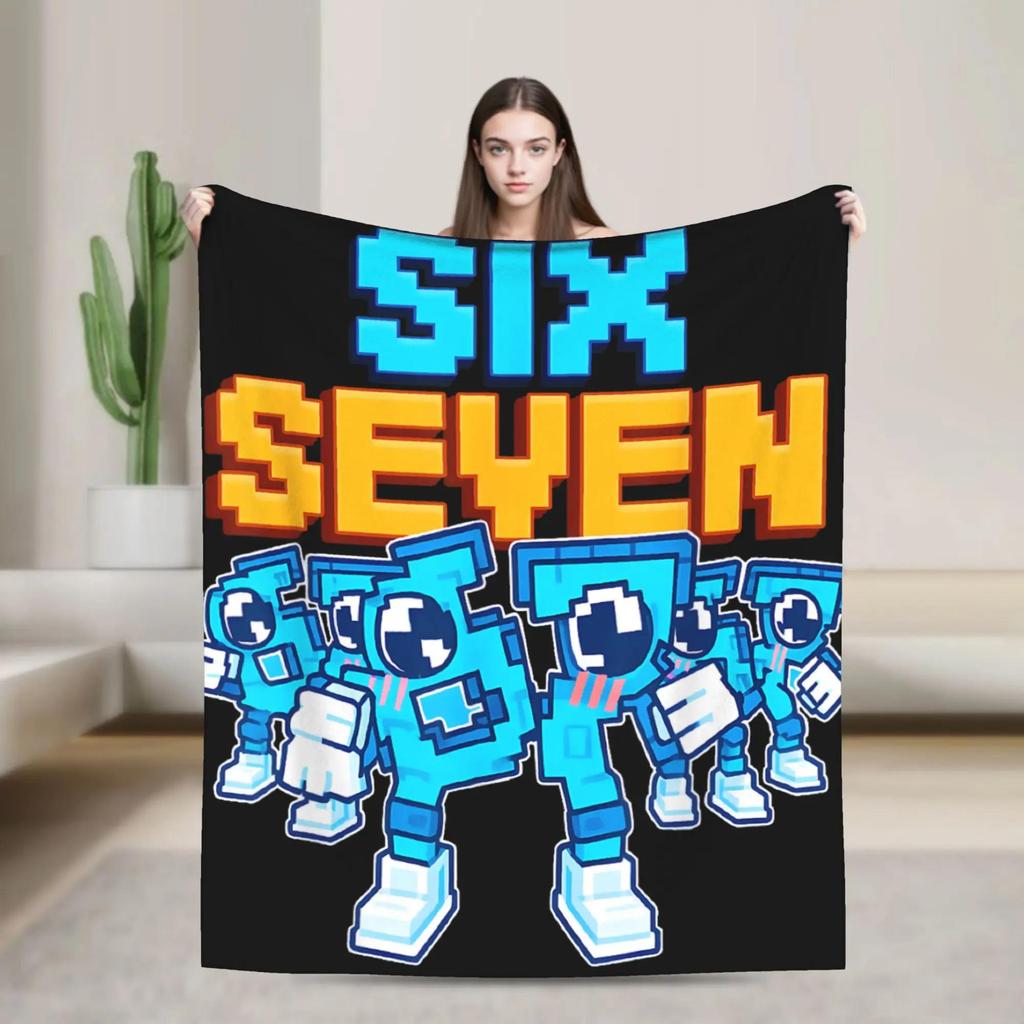 Cute Six Seven Funny Italian Brainrot Gaming Meme Flannel Blanket Autumn Warm Throw for Kids Outdoor Bedspread