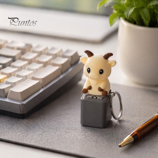 Tactile Feedback Office Desk Toy Animal Keyboard Fidget with Light Sound, Rechargeable Cow Goat Stress Relieving Gadget Monkey Pigeon Finger Clicker,