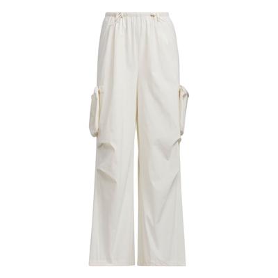 Future Style Woven Pants Solid Color Cargo Pocket Loose Woven Sports Pants Women Pants Pink White JD9901