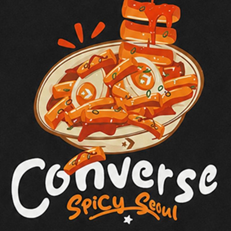 Converse Korean TTeokbokki STreeT Food CiTy T shirT Black Uck170 023
