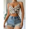 Heart Sequin Halter Neck Body Chain Crop Top