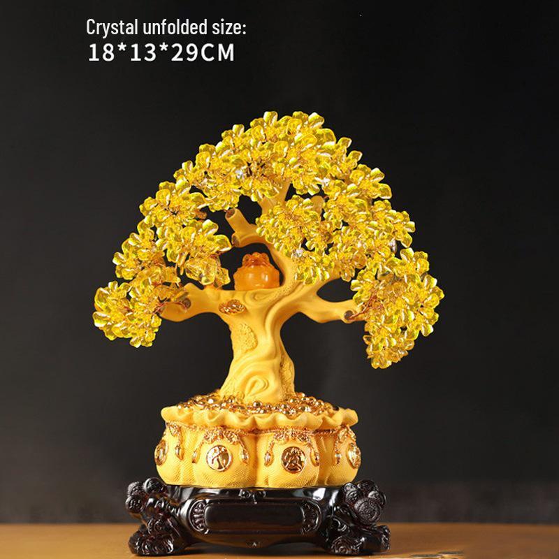 Citrine Money Tree Wine Cabinet Decor: Feng Shui Wealth Attraction Ornament for Home & Living Room, Perfect Creative Opening Gift