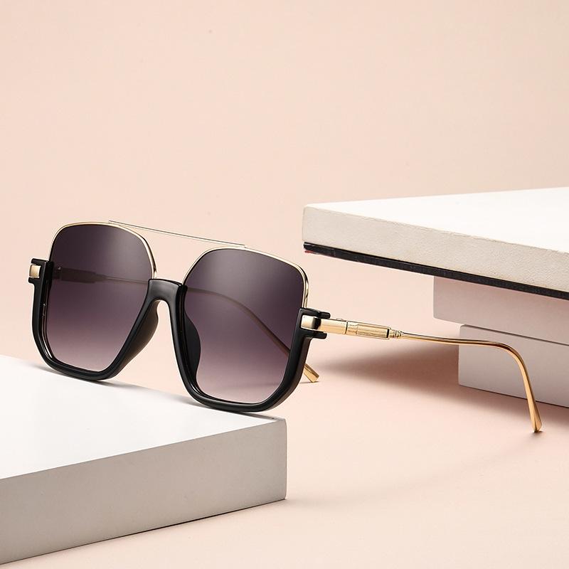 Premium sunglasses brown new premium unisex transparent double beam retro black large frame glasses