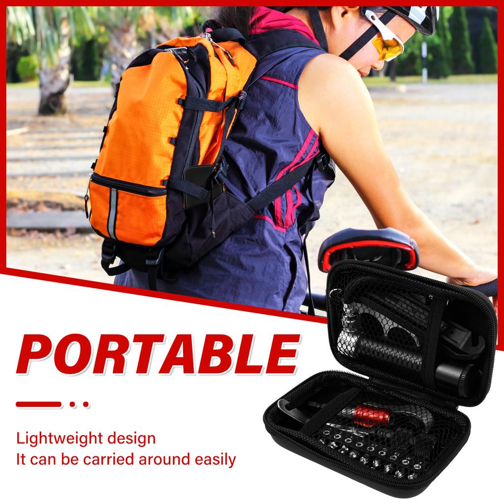 Portable Bicycle Repair Tool Kit Aluminum Alloy Bike Repair Ratchet Wrench Set with 10 Magnetic Bits and Storage Case for Bike