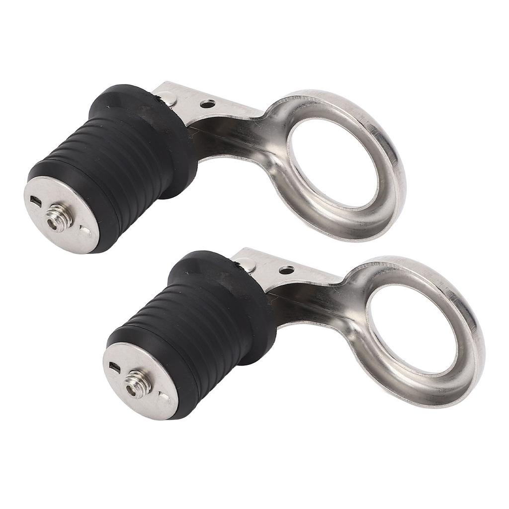 2PCS Boat Plug Snap Handle Stainless Steel Boat Drain   Plug Marine Rubber Plug Accessories for Ships Yachts