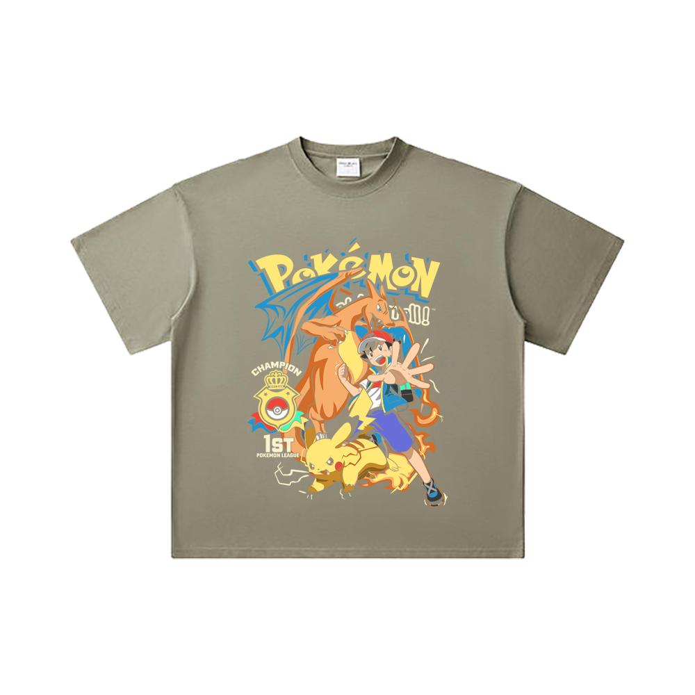 260 GSM Double Yarn 32 Count 100% Cotton Pokemon V1 Print Unisex Heavy Cotton T Shirt