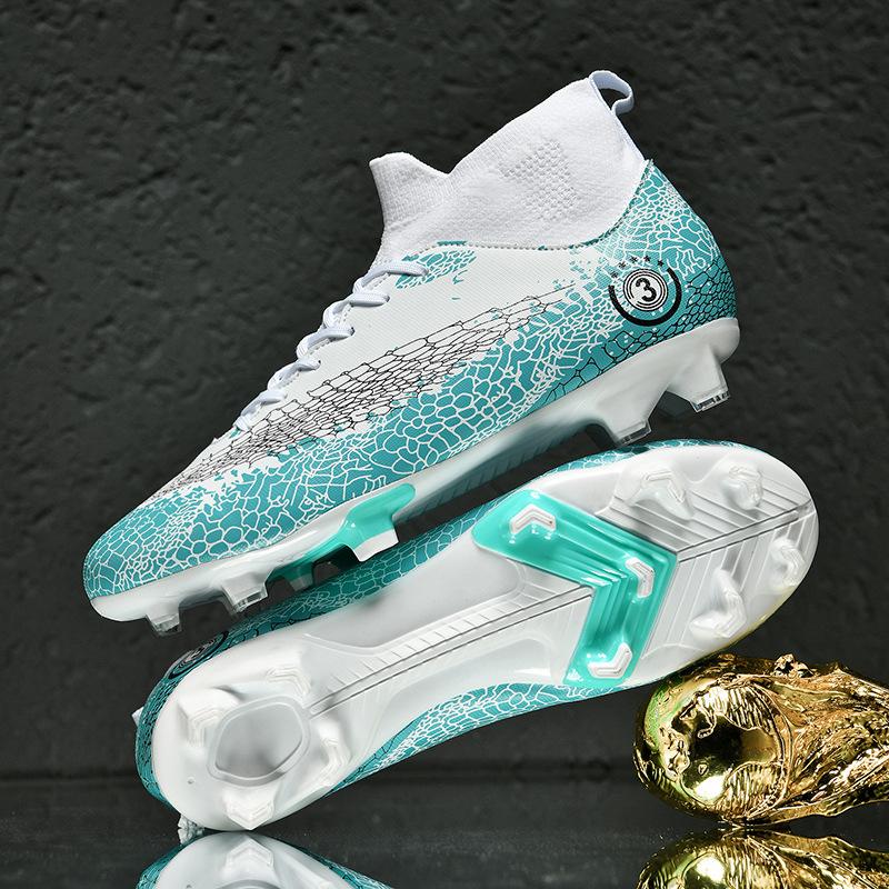 Foreign trade football shoes men's high-top youth student competition training shoes large size outdoor spike training shoes men