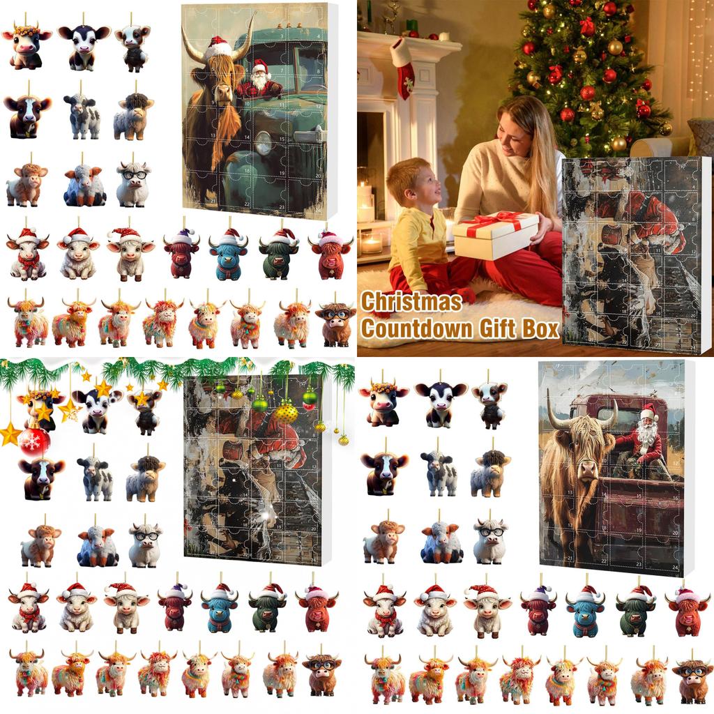 Weihnachts-Blindbox Mit Yak-Tier Acryl-Dekorationen Für Feiertagsbaum-Hänger Und Party-Geschenke