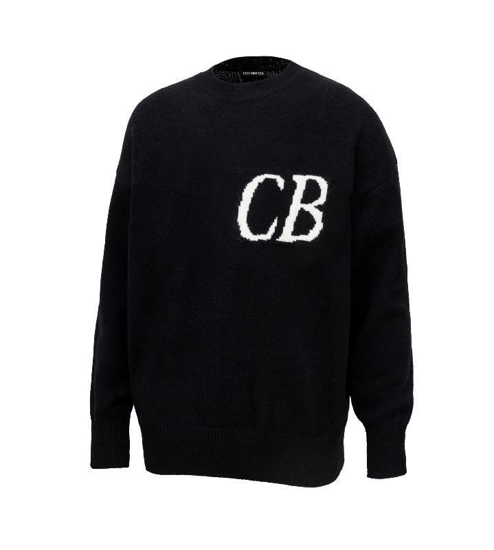 Trendy Unisex CB Logo Jacquard Knit Pullover Sweater