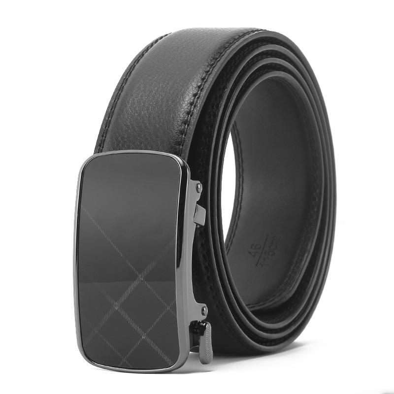New Men's Real Beef Two layer Leather Open Edge Wear Automatic Buckle Belt Film Business Casual Men's Belt