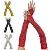 Fingerlose Paillettenhandschuhe Kreative glänzende Fäustlinge Sexy geraffte lange Handschuhe Cosplay-Kostüm