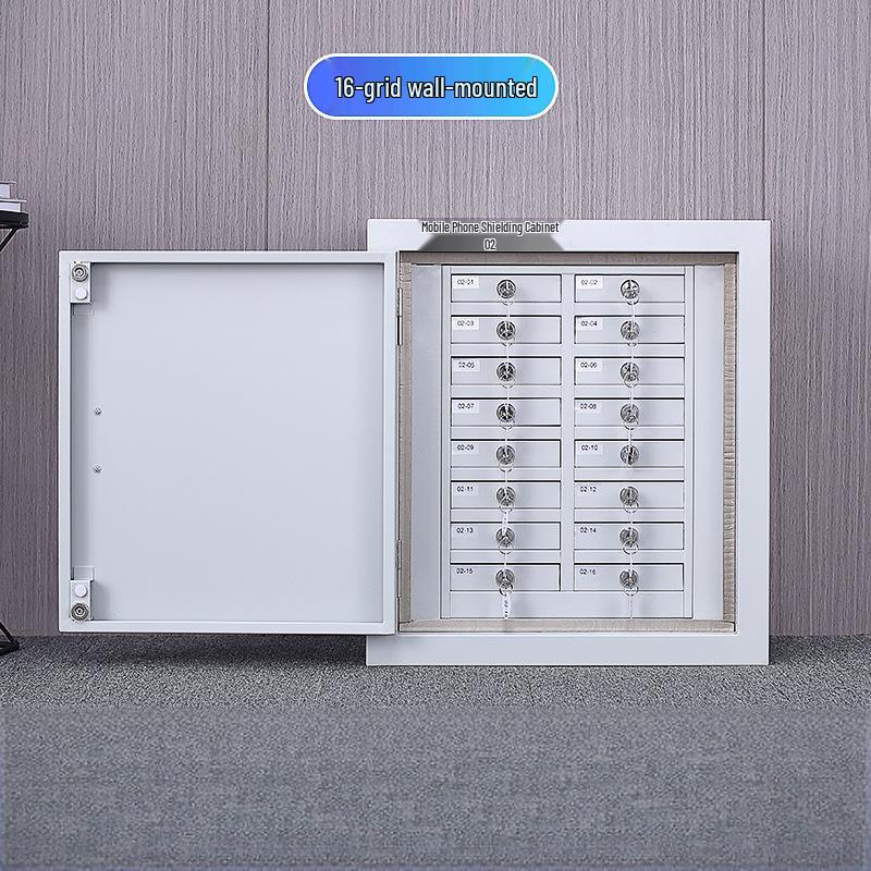 16-Compartment Wall-Mounted Lockable Mobile Phone Storage Cabinet