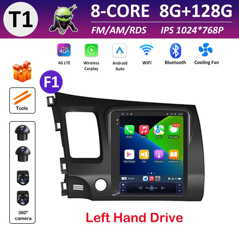 Car Multimedia Video Radio Player WIFI for Honda Civic 2005 2006 2007 2008 - 2012 Android OS Wireless Carplay GPS Navigation 4G