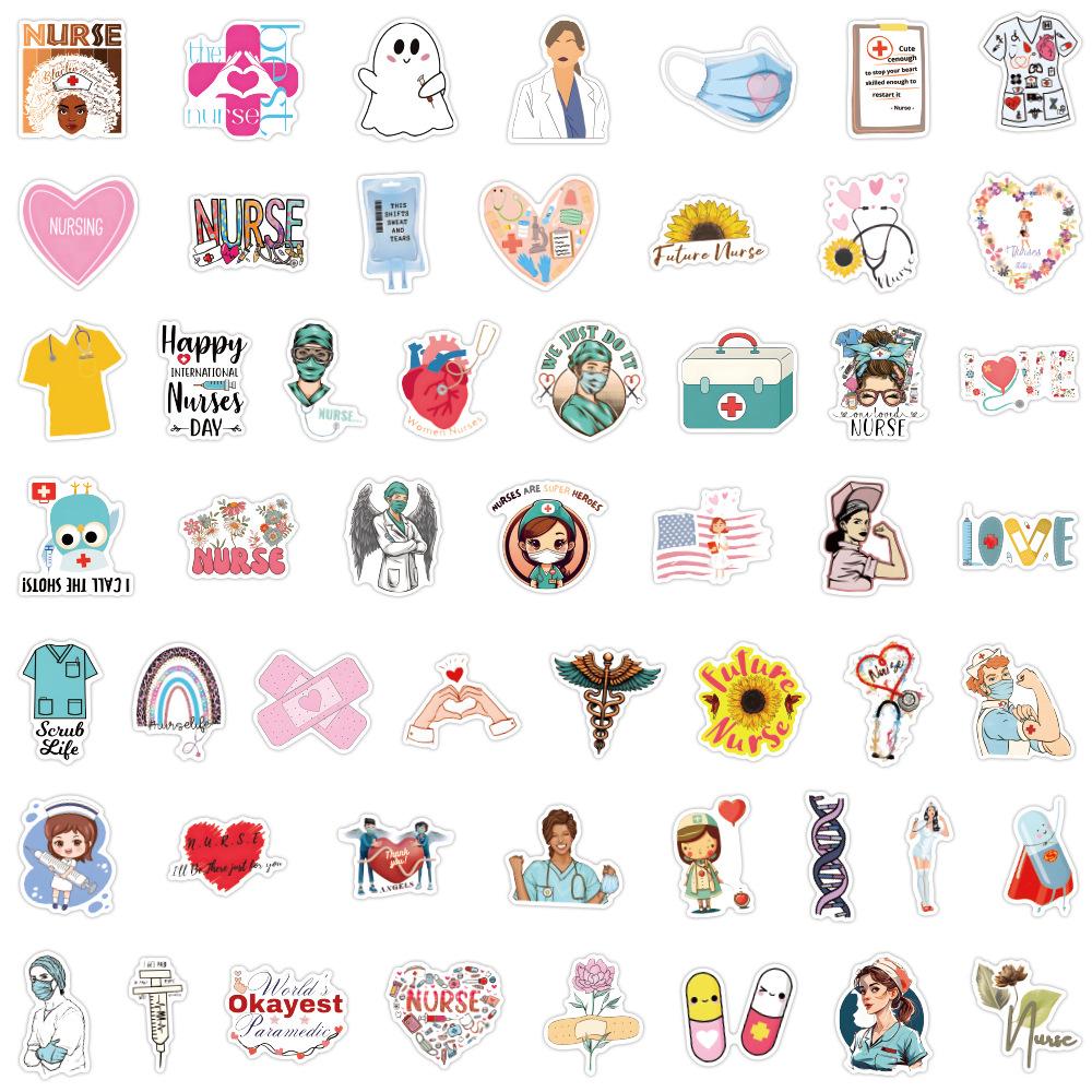 50 Nurses Series Stickers Cartoon International Nurse Day Doctor Stethoscope Stickers Decorative Suitcase Stickers