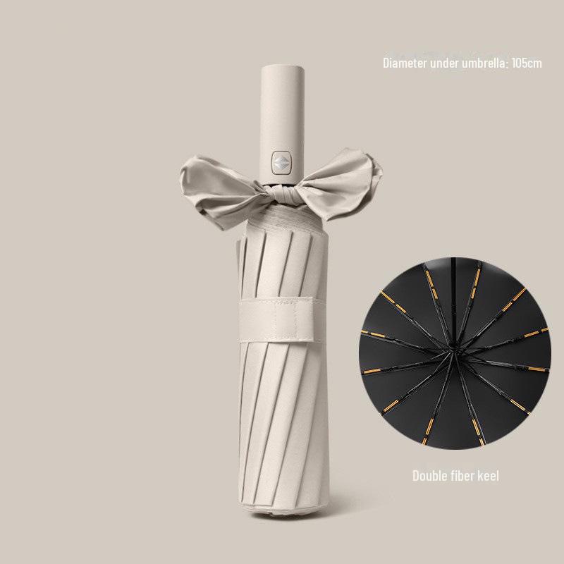 Pánský retro černý skládací slunečník – Unisex, vzor novin.