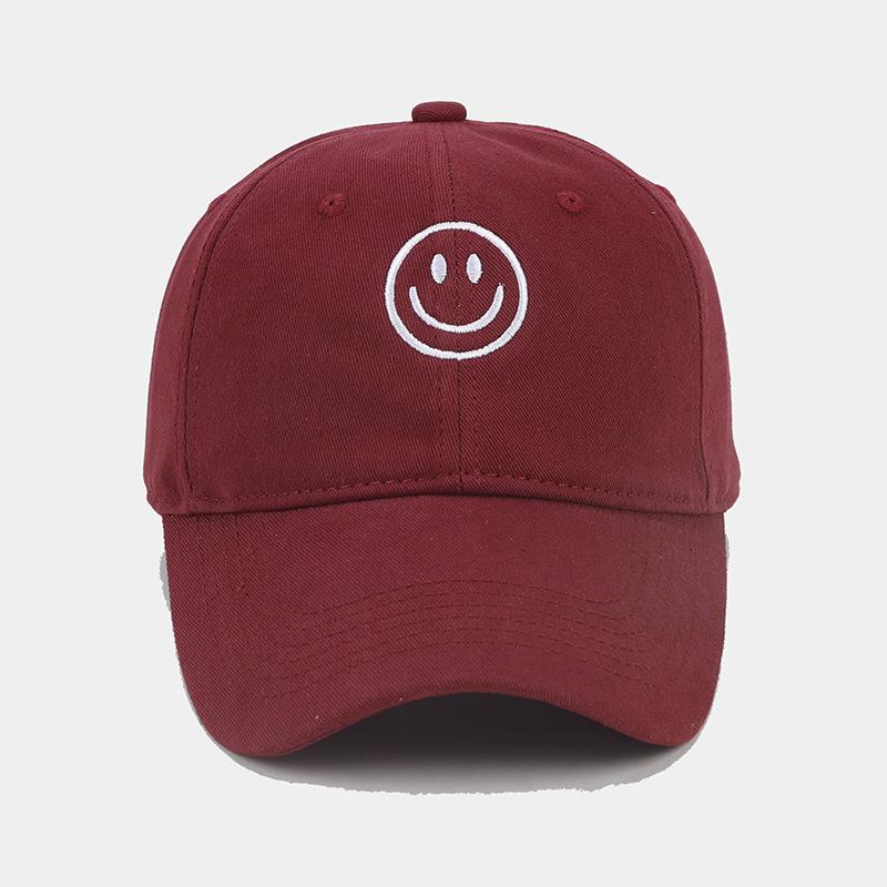 Neue süße Smiley-Gesicht-Stickerei weiches Oberteil Baseballkappe Herrenmode Persönlichkeit vielseitige Kappe Damen-Gesicht kleiner Schirm