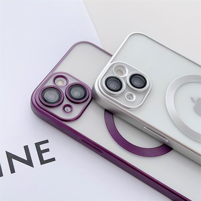 Electroplated Magnetic Transparent Phone Case for iPhone 17 with 12 Lens Film for 14 Pro