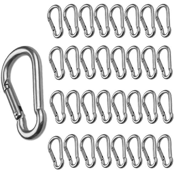 CertBuy 50pcs 2 Inch Stainless Steel Spring Snap Hook, 304 Stainless Steel Carabiner Clip Keychain Heavy Duty Quick Link Hook for Camping Fishing