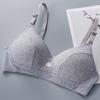 Autumn and winter cotton students less stripes no steel rings gather thin cup bra breathable and comfortable