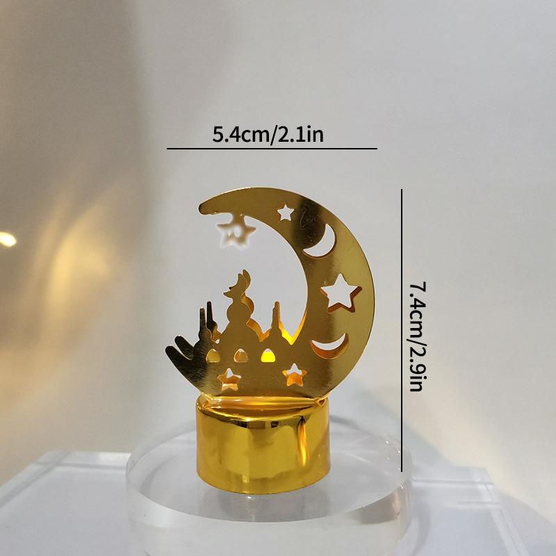 Islamische Ramadan Lampendekorationen 2026 Muslimischer Halbmond Kerze LED Lampe Stern und Mond Laternen Desktop Partyzubehör Muslimisches Geschenk