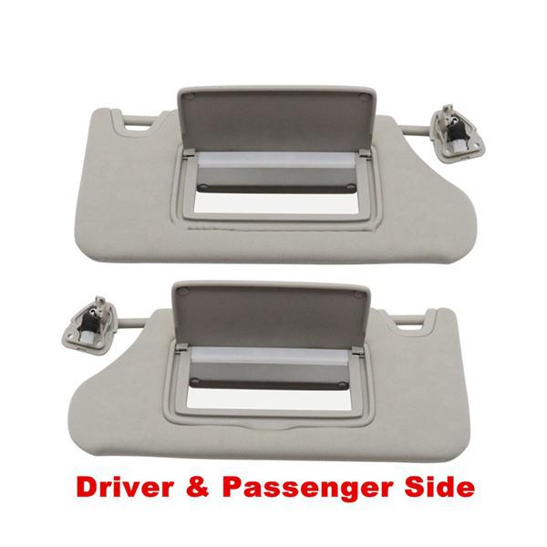 Gray ABS Car Sun Visors with Lights (Left & Right Pair)