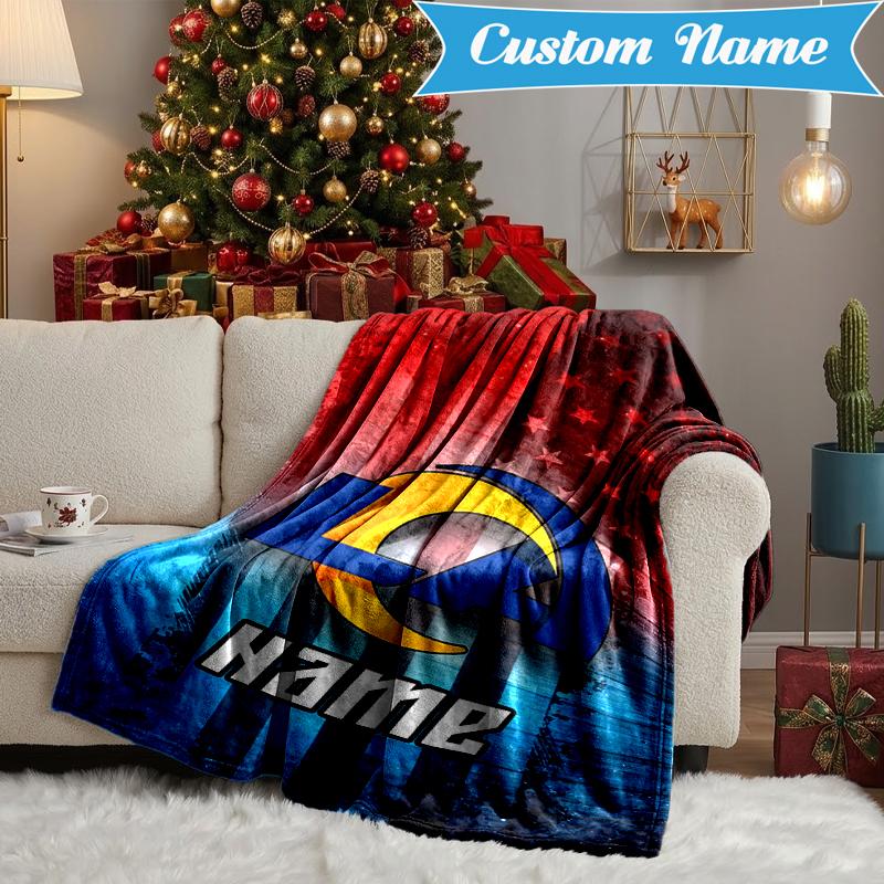 Custom Name Rams Fan Gear USA Blanket Lightweight Ideal Bedding Blanket Perfect for Travel, Camping, Living Rooms, Sofas, Christmas Gift