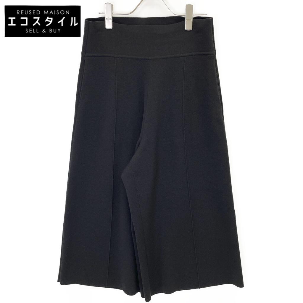 FOXEY NEW YORK 37454-MAKFI118VT Black Wool Center Press Knit Wide Pants Bottoms 40 blackUsed