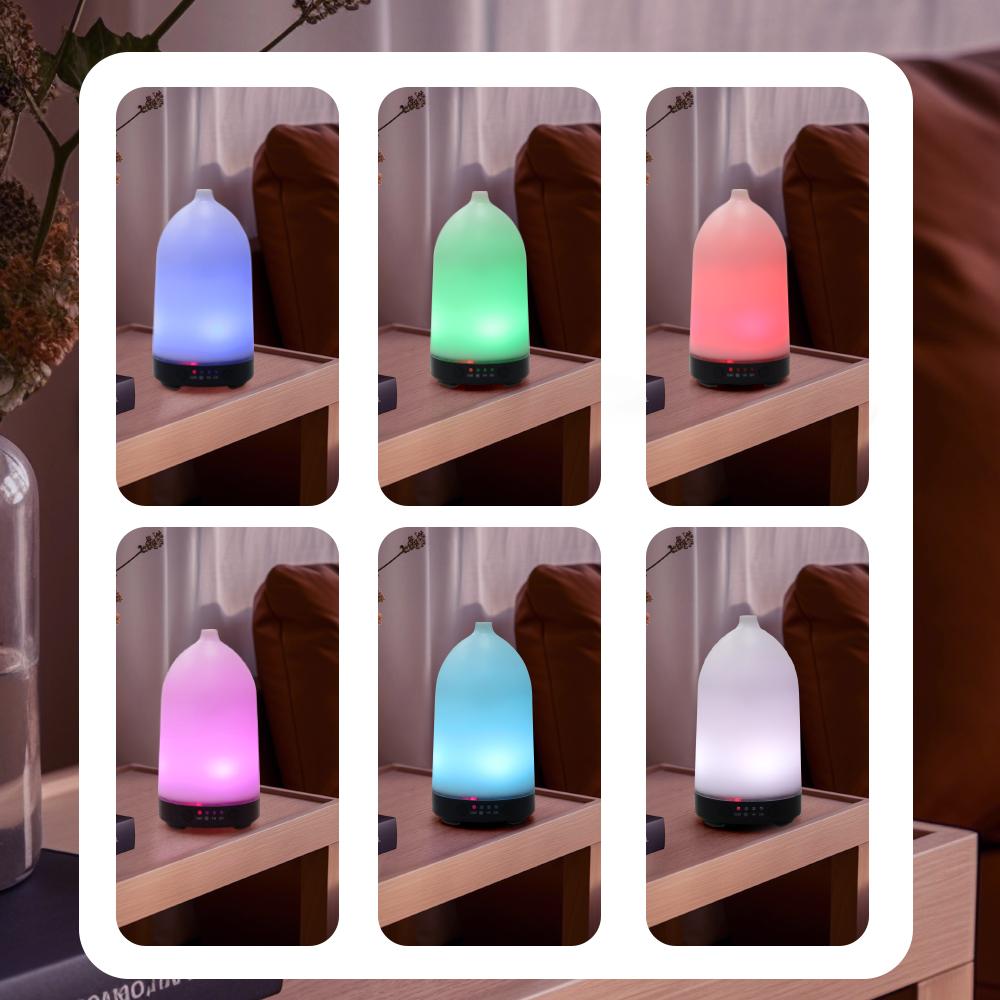 USB Aroma Diffuser 100ml Desktop Ultrasonic Air Humidifier with Colorful Night Light, Timing Function, Quiet for Home, Office