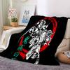 Powerful Demon Anime Flannel Blanket, Soft Polyester, Modern Design, All-Season for Camping, Travel, Gifts for holidays or birthdays
