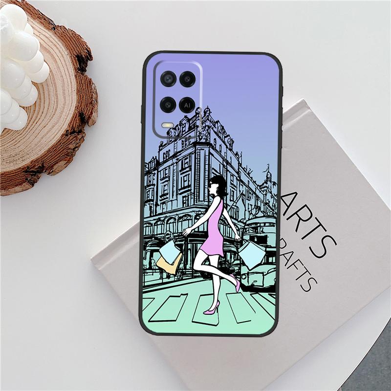 Fashion Girl Case For Oppo A18 A38 A58 A78 A98 A79 A40 A60 A80 A16 A76 A96 A15 A74 A94 A54 A77 A17 Cover
