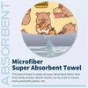 Beach Towel with Cute Dolphin Eating Watermelon Pattern Polyester Microfiber Highly Absorbent Quick-Drying Sand-Resistant