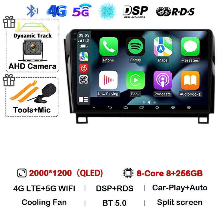 Android 14 Car Radio GPS Audio For Toyota Tundra XK50 2007-2013 Sequoia XK60 2008-2017 Multimedia Video Player Navigation Stereo
